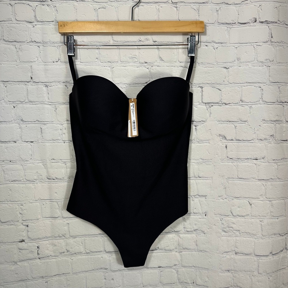 New SKIMS Body Molded Underwire Bodysuit Onyx Black Large BD-THG-9104 Womens